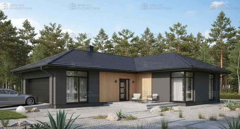 Проект Одноэтажный дом 17 на 17, 179 м2